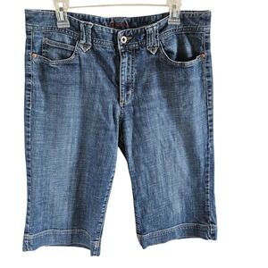 Eddie Bauer Woman SZ 12 Wide Leg Cropped Denim Jean Below Knee Casual  Hipster